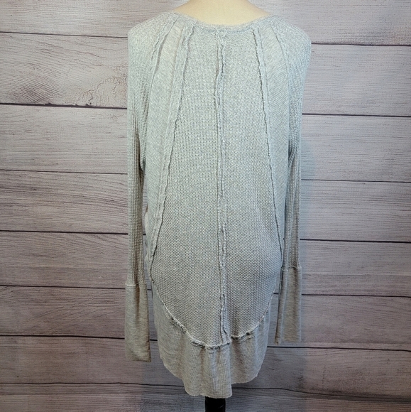 WE The Free Free People Catalina Oversized Thremal Shirt Grey Size Small - Picture 6 of 9